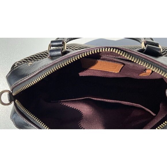 Coach Mini Bennet Satchel Tote Purse Brown Tan Checkerboard Zipper F57242 - Picture 9 of 15